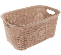 Large Plastic Laundry Basket Clothes Washing Hamper Storage Rattan Knitted Style (Coffee)