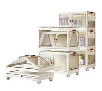 Large Plastic Storage Boxes with Lids, 5-pack Multi-Use Storage Box, Stackable Plastic Storage Boxes, Foldable Plastic Storage Container with Door, Plastic Drawer Organizer Closet 56 * 33 * 155 cm