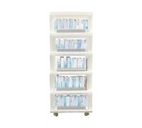 Large Plastic Storage Drawer Tower on Wheels, 5 Drawers Storage for Bedroom Office School, Heavy Duty Organizer Cart (Weiß)
