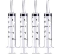 Large Plastic Syringe for Scientific Labs 4 Pack Measuring Syringe Tools Dispensing Multiple Uses (20 ml)