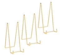 Large Plate Holder Display Stand - 10 inch Extra Tall Stands - Twisted Metal Wire Easel - Big Tabletop Easels for Decorative Plates | Picture Frame | Platter | Painting | Plaque - 3 Pack - Gold