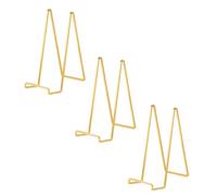 Large Plate Holder Display Stand - 12 inch Super Tall Big Plate Stands for Heavy Duty Display - Metal Picture Frame Stand - Tabletop Easel Stand for Decorative Platter | Plaque | Book - 3 Pack - Gold
