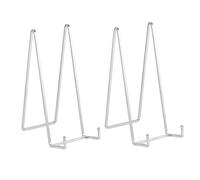 Large Plate Holder Display Stand - 12 inch Super Tall Big Plate Stands for Heavy Duty Display - Metal Picture Frame Stand - Tabletop Easel Stand for Decorative Platter | Plaque | Book - 2 Pack -Silver