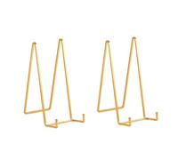 Large Plate Holder Display Stand - 12 inch Super Tall Big Plate Stands for Heavy Duty Display - Metal Picture Frame Stand - Tabletop Easel Stand for Decorative Platter | Plaque | Book - 2 Pack - Gold