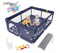 Large Playpen for Baby and Toddlers, Small Play Pen for Indoors, Toddler Playpen for Apartment, Kids Activity Play Fence Play Yard, for Indoor Outdoor with Travel Bag,Dark Blue,130x130x65cm