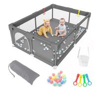 Large Playpen for Toddlers,Extra Large Baby Play Yard for Toddlers,Baby Playpen, Compact and Strong,with Anti-Collision Foam and Breathable Mesh,Easy to Assemble Infant Fence,Dark Gray,200x200x60cm
