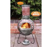 Large Plumas Mexican Chimenea in Green