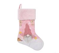 Large Plush Christmas Stocking with Candy Bag Holder, Pink Hanging Decor for Tree or Fireplace, Non-Woven and Plaid Cloth Ornament, 47.5 x 29 cm Festive Accessory for Holiday Party(men style)