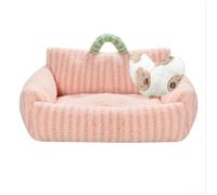 Large Plush Dog Bed with Pillow, Soft Sofa Bed Rectangle with Bolster Sides, Pet Cat Beds Cushion Mattress for Small Medium Large Dogs & Cats (Pink,40x30x6cm)