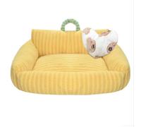 Large Plush Dog Bed with Pillow, Soft Sofa Bed Rectangle with Bolster Sides, Pet Cat Beds Cushion Mattress for Small Medium Large Dogs & Cats (Yellow,60x50x6cm)