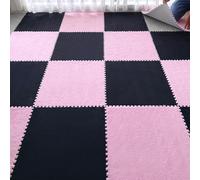 Large Plush Foam Floor Mat, Interlocking Puzzle Tiles for Kids Playroom, Soft Carpet Squares - 5 Pcs (23.6"x23.6")