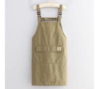 Large Pocket Waterproof Japanese Style Kitchen Apron with Adjustable Shoulder Straps for Cooking and Food Preparation Featuring Water Fabric (Brown)