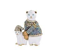 Large Polar Bear Mom and Cub Brooch - Sparkly Rhinestone Animal Pin, Stylish Year-Round Accessory for Suit, Dress, Sweater, Coat, Bag - Eco-Friendly Alloy
