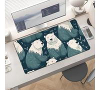 Large Polar Bear Pattern Desk Mat 24x12 Inch Waterproof Non-Slip Rubber Desk Pad for Office Home Gaming Remote Work Foldable Portable Mousepad for Keyboard Laptop Desktop Accessories