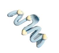 Large Ponytail Clip With Blue Heart Designs Waved Shape Hair Claw For Women Cream Color Practical Acrylic Hair Claw
