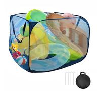 Large Pop up Pool Toy Storage Bin,47"X47"X30"Pool Float Organizer Bag with 2 Side Pockets Mesh Swimming Pool Toys Organizer with 4 Ground Nails for Inflatable Toys, Beach Ball and Pool Accessories