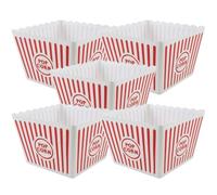 Large Popcorn Holder | Square Snack Container for Home Movie Nights, Parties, and Events | Durable, Easy to Clean, Retro Style Popcorn Box for Sharing | Reusable Plastic Holder (Pack of 5)