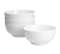 Large Porcelain Cereal & Soup Bowls Set of 4 - 600 ml White Bowls for Breakfast, Pasta, Salad & Noodles | Microwave, Dishwasher & Oven Safe | M&W
