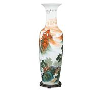 Large Porcelain Floor Vase, Jingdezhen Ceramic Peony Pattern Traditional Living Room Decor Floor, Feng Shui Home Entryway Ornament, Wedding Gift(1.4M)