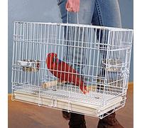Large Portable Durable Metal Travel or Veterinary Easy Collapsable Parrot Bird Carrier Beaks Proof Carrier Cage Easy Clean Pull Out Tray Stainless Steel Feeder Bowls Natural Wooden Perch