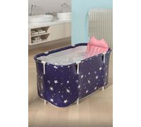 Large Portable Folding Bathtub with Cushion 120cm W x 55cm D x 50cm H Living and Home Dark Blue One Size