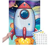 Large Potty Training Reward Chart for Kids - Laminated, Water-Resistant Poster with 100 Holographic Star Stickers and Damage-Free Mounting Strips - Rocket