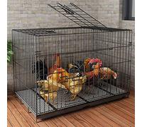 Large Poultry Cage, Chicken Cages Outdoors with Tray, Metal Large Folding Cat Cage Duck Dog Puppy Rabbit Cage, Household Balcony Pet Shop Supplies - 3 Sizes,Black-B