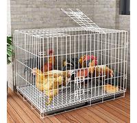 Large Poultry Cage, Chicken Cages Outdoors with Tray, Metal Large Folding Cat Cage Duck Dog Puppy Rabbit Cage, Household Balcony Pet Shop Supplies - 3 Sizes,White-A