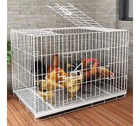 Large Poultry Cage, Chicken Cages Outdoors with Tray, Metal Large Folding Cat Cage Duck Dog Puppy Rabbit Cage, Household Balcony Pet Shop Supplies - 3 Sizes,White-B