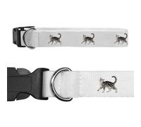 Large 'Prancing Gray Tabby Cat' Dog Collar (PR00059524)