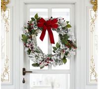 Large Pre-Lit Flocked Berry Wreath With Red Bow