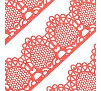 Large Pre-Made Ready to Use Edible Cake Lace Egg Shape Ornament Red 14-inch 10-Piece Set