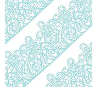 Large Pre-Made Ready to Use Edible Cake Lace Flower Trim Blue 14-inch 10-Piece Set