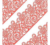 Large Pre-Made Ready to Use Edible Cake Lace Flower Trim Red 14-inch 10-Piece Set