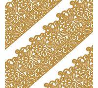 Large Pre-Made Ready to Use Edible Cake Lace Leaf Scroll Golden 14-inch 5-piece Set