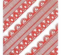 Large Pre-Made Ready to Use Edible Cake Lace Retro Trim Red 14-inch 10-Piece Set