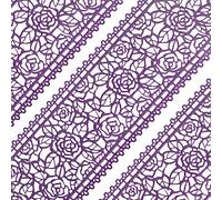 Large Pre-Made Ready to Use Edible Cake Lace Rose Blossom Purple 14-inch 5-Piece Set