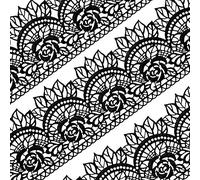 Large Pre-Made Ready to Use Edible Cake Lace Rose Scallop Black 14-inch 10-Piece Set