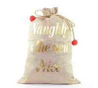 Large Premium Hessian Santa Sack Brown Stocking Bag Naughty Is The New Nice Christmas Accessories Xmas Christmas Gifts Bag 72x50cm