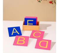 Large Premium Montessori Capital Sandpaper Letters with Beechwood Box 8.7in 4.4lbs|Solid Wood Uppercase Sensory Alphabet Set|Teaches Capitalization Rules for Names Sentences|Language Material for Kids