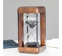 Large Premium Walnut Hourglass,60 Minutes Sand Timers,Hour Glass with Sand Timer for Gift,Hourglass Decor for Home, Desk,Office, Wedding Decor(Black)