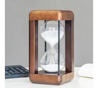 Large Premium Walnut Hourglass,60 Minutes Sand Timers,Hour Glass with Sand Timer for Gift,Hourglass Decor for Home, Desk,Office, Wedding Decor (White)