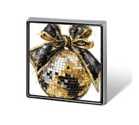 Large Preppy Gold Black Disco Ball Sparkly Bow Unisex Brooches & Pins Square Lightweight Lapel Badge Jewelry for Clothing Shawl Hat