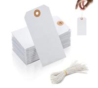 Large Price Tags, 120PCS Tie on Blank Marking Tags with Elastic String, 120x60mm White Blank Tag for Marking Clothes Luggage Package