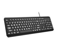 Large Print Computer Keyboard, Wired USB Full Size Quiet Keyboard with 4X Oversized Print Letters for Visually Impaired Low Vision Individuals Easy to See and Type for PC, Laptop,Windows