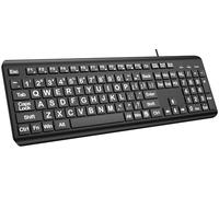 Large Print Computer Keyboard, Wired USB Full Size Quiet Keyboard with 4X Oversized Print Letters for Visually Impaired Low Vision Individuals Easy to See and Type for PC, Laptop,Windows