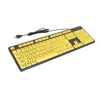 Large Print Keyboard, 104 Keys Wired USB High Contrast Computer Keyboard Yellow Keys with Black Letters Portable Full Size Ergonomic Keyboard for Visually Impaired, Seniors