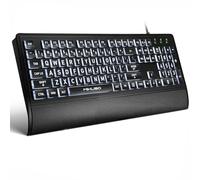 Large Print Keyboard for Seniors,Visually Impaired-High Contrast Black Keys,White Backlit with Cover,Wired USB 104 Full Size-Easy to Read Big Letters for Macular Degeneration Low Vision (No Glare)