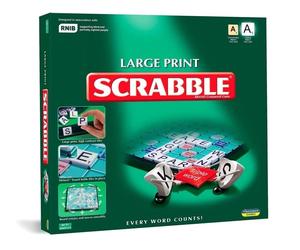 Large Print Scrabble Board Game RNIB Edition Tile Lock Rotating Board Complete