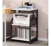 Large Printer Stand with Wheels, Sturdy Rolling 3 Tier Printer Stand, Home Office Printers Rack for Office Supplies Fax Scanner File Book(Black Frame+white)